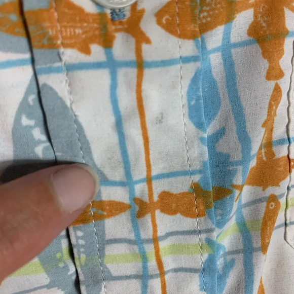 Bob Timberlake  Men’s Fish Print Short Sleeve Button Down Casual Shirt Size XL - Picture 7 of 14